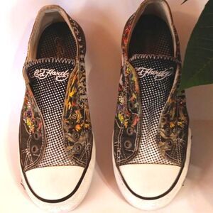 Vintage Ed Hardy by Christian Audigier Lace-Free Sneakers.SK8.Grunge.Art To Wear